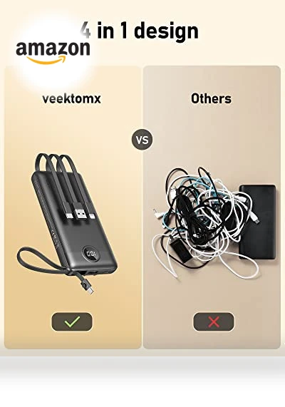 Portable Charger with Built-in Cables — Mobile Power Solutions, VEEKTOMX