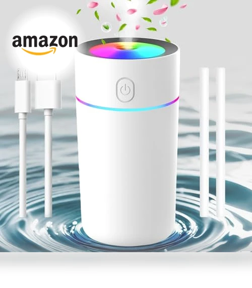 Portable Mini Humidifier with 7-color Lights — Air Moisturizers, YYFWND