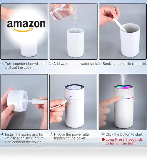 Portable Mini Humidifier with 7-color Lights — Air Moisturizers, YYFWND
