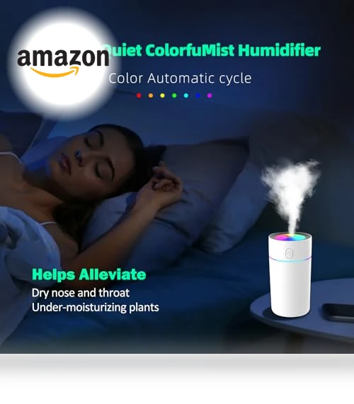 Portable Mini Humidifier with 7-color Lights — Air Moisturizers, YYFWND