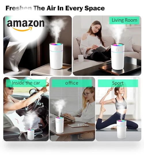 Portable Mini Humidifier with 7-color Lights — Air Moisturizers, YYFWND