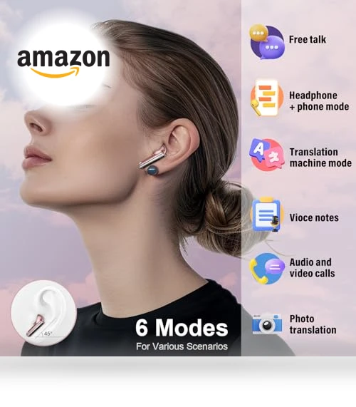 Real Time Translation Earbuds — In-Ear Headphones, SKIUDCT
