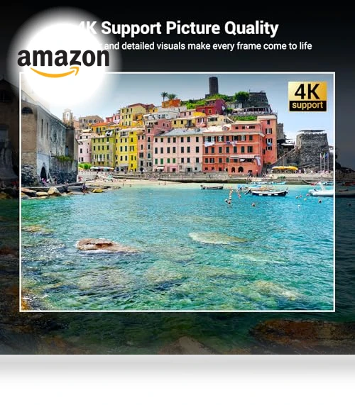 Smart Projector 4K with Wifi and Bluetooth — Home Theater Projectors, HAPPRUN