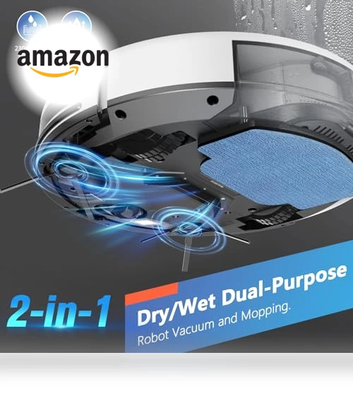 2 in 1 Robotic Vacuum Cleaner with Schedule, App/Voice — Smart Cleaning Robots, MAMNV