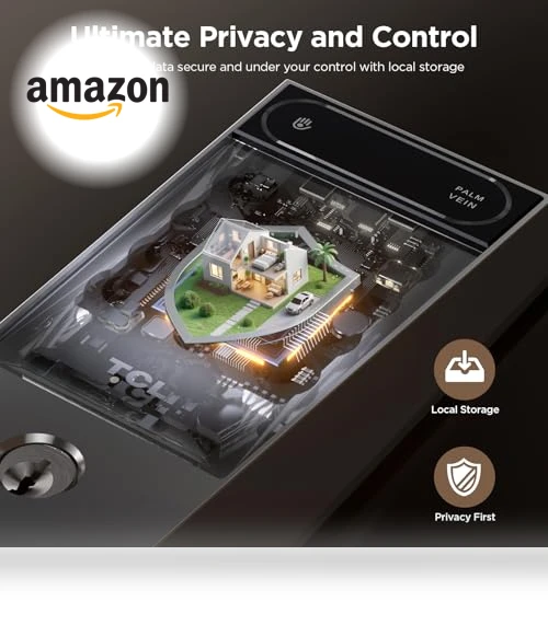 AI Palm Vein Smart Lock with Built-in Doorbell — Smart Home Security, TCL