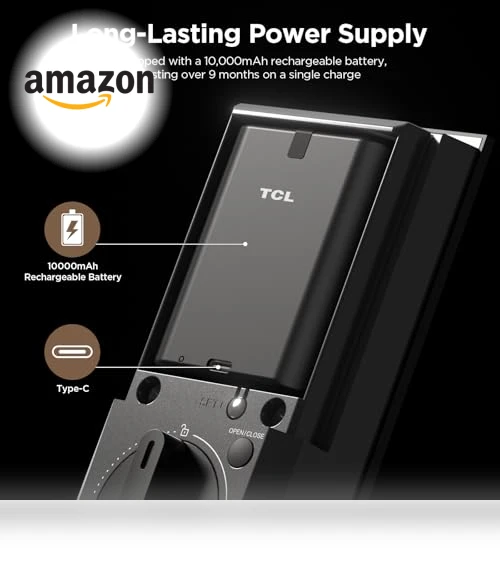 AI Palm Vein Smart Lock with Built-in Doorbell — Smart Home Security, TCL