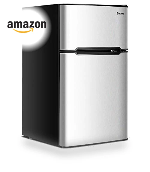 Compact Refrigerator with Freezer — Mini Fridges, COSTWAY