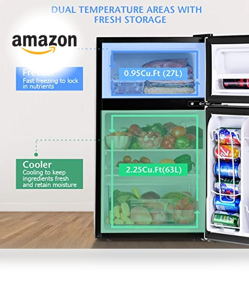 Compact Refrigerator with Freezer — Mini Fridges, COSTWAY