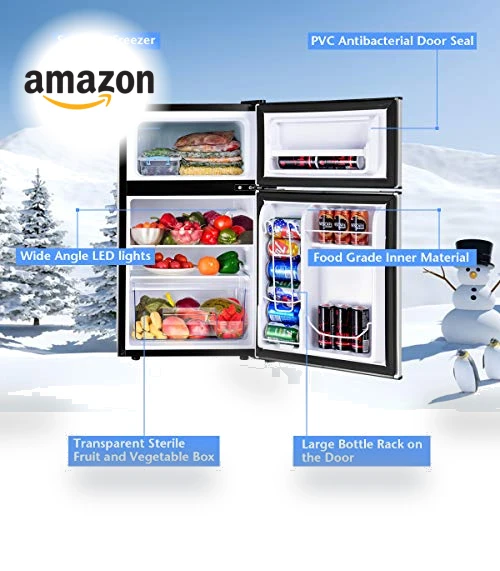 Compact Refrigerator with Freezer — Mini Fridges, COSTWAY