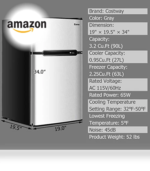 Compact Refrigerator with Freezer — Mini Fridges, COSTWAY