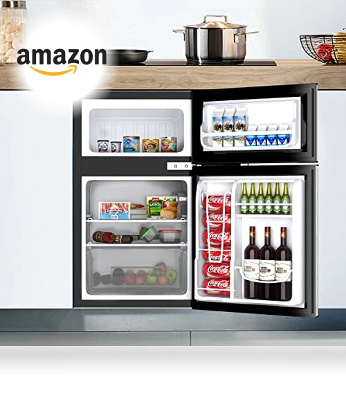 Compact Refrigerator with Freezer — Mini Fridges, COSTWAY