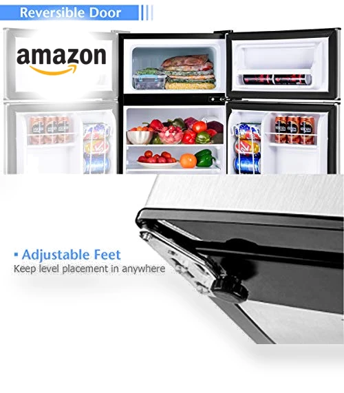 Compact Refrigerator with Freezer — Mini Fridges, COSTWAY
