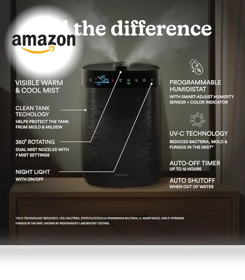 Deluxe Ultrasonic Humidifier — Air Moisturizers, Homedics