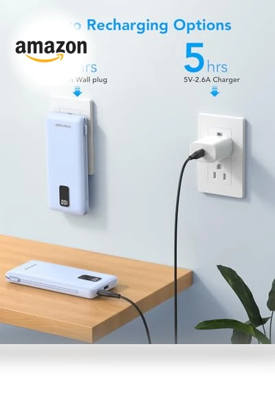 Portable Charger with Built-in Cables & Wall Plug — Chargers, Charmast