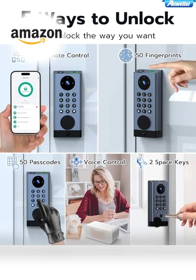 Smart Door Lock with Camera — Smart Home Security, Anweller