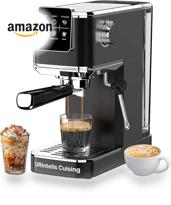 Touch Screen Espresso Maker with Steam Milk Frother — Coffee & Espresso Combos, URintells Cuising