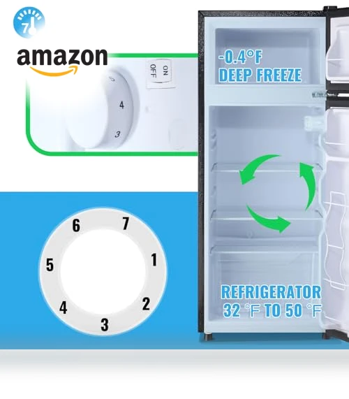 Two Door Fridge with 7 Temperature Settings — Mini Fridges, DEMULLER