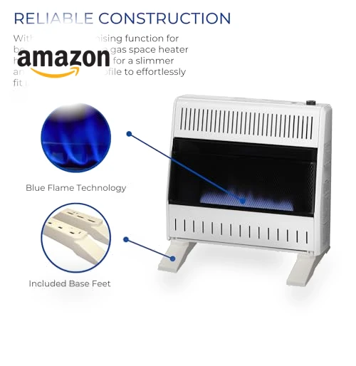 Ventless Propane Gas Blue Flame Space Heater with Thermostat Control — Portable Heating Solutions, ProCom