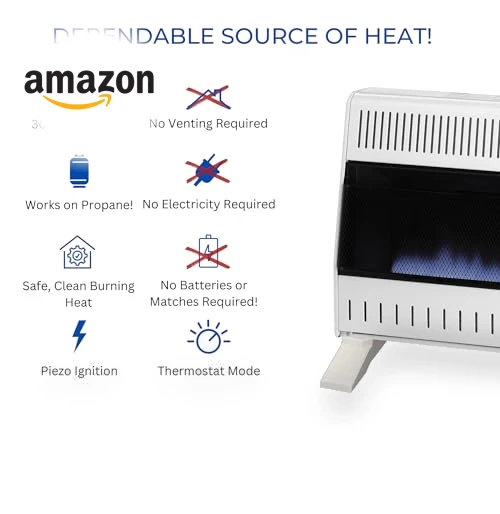 Ventless Propane Gas Blue Flame Space Heater with Thermostat Control — Portable Heating Solutions, ProCom