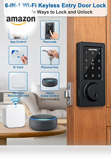 WiFi & Bluetooth Smart Lock with Keyless Entry — Smart Home Security, GEONFINO