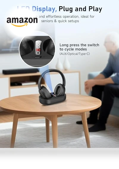 Wireless Headphones for TV Watching — Over-Ear Headphones, LORA