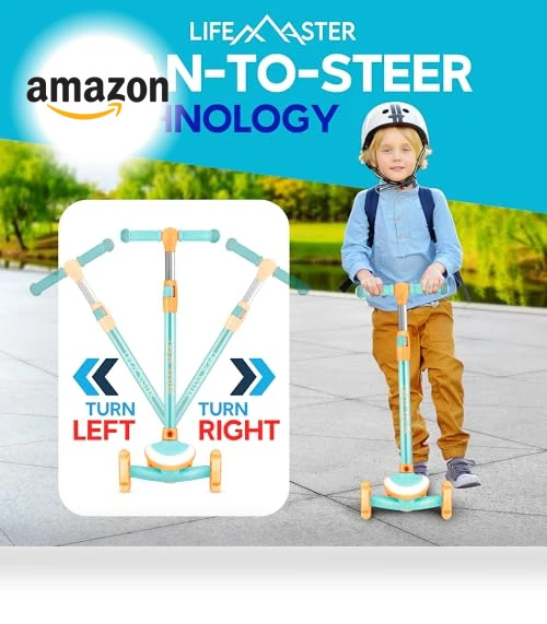 3-Wheel Kids Scooter with Multi-Color Lights — Pedal Cars, Lifemaster