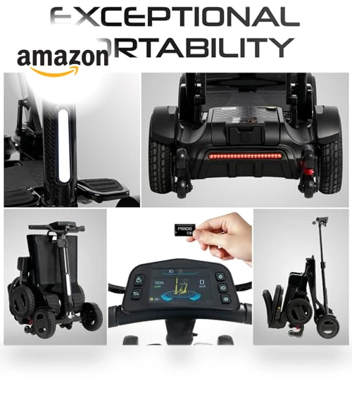 Carbon 4-Wheel Folding Travel Mobility Scooter — Mobility Scooters, Pride Mobility