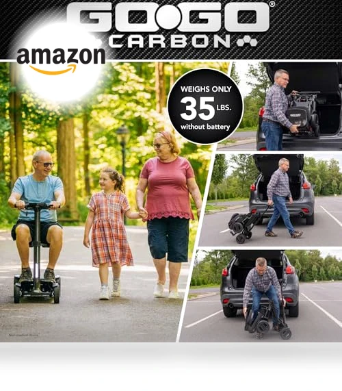 Carbon 4-Wheel Folding Travel Mobility Scooter — Mobility Scooters, Pride Mobility