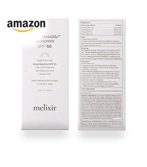 Invisible Sunscreen SPF 50 — Face Tan Enhancers, Melixir