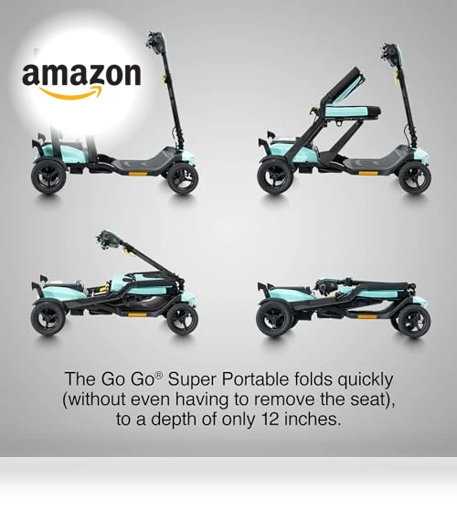 Super Portable 4-Wheel Folding Travel Mobility Scooter — Mobility Scooters, Pride Mobility