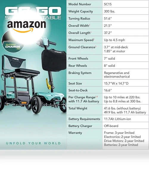 Super Portable 4-Wheel Folding Travel Mobility Scooter — Mobility Scooters, Pride Mobility