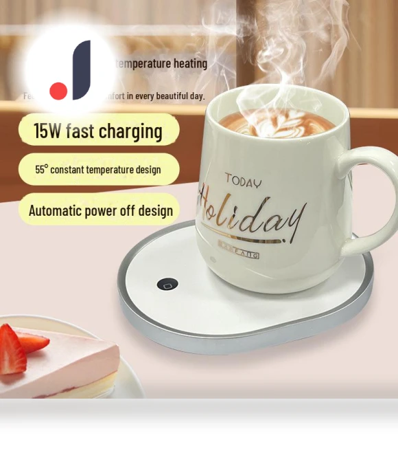 Ceramic Smart Cup Warmer with Wireless Charging — Beverage Warmers, Small Appliances