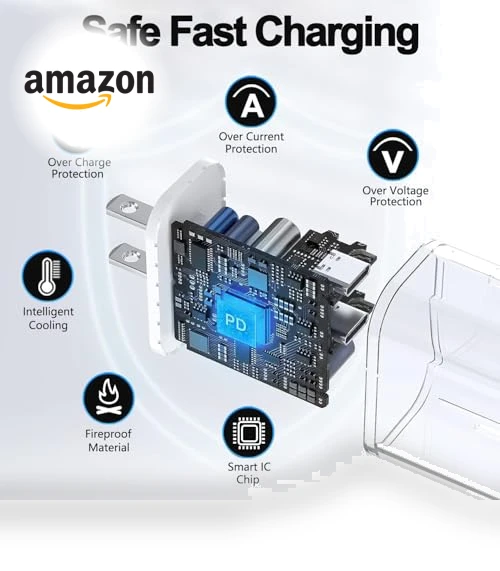 Dual Port Fast Wall Charger with USB C Cable — Chargers