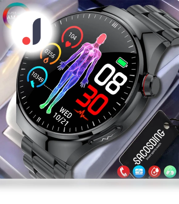 ECG + PPG Smart Watch with Amoled Display — Smartwatches, SACOSDING