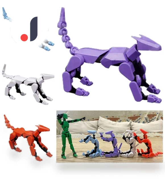 Movable Dog Figures 3D Printed Multi-Jointed Dog Lucky Character Robot — Figurines, Hongchuang