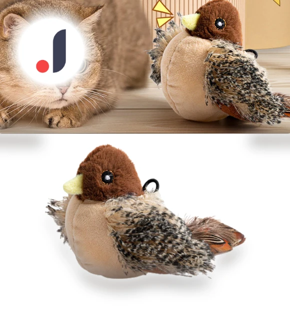 Realistic Plush Bird Toy with Sound — Cat Playthings, Three Body
