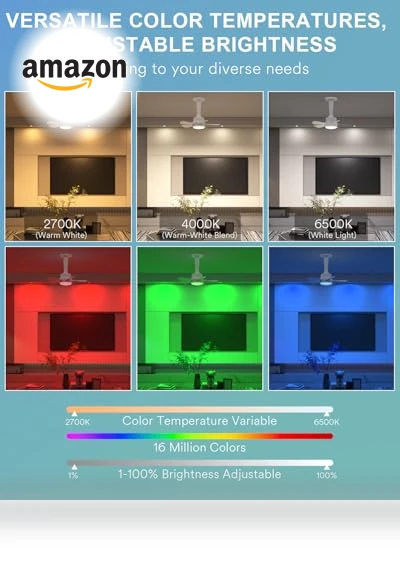 RGBW Color Changing LED Fan Light — Ceiling Fan Wall Controls, Ligency