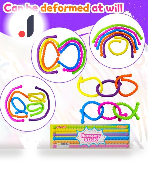 Textured Silicone Silent Decompression Rings Stretchy Sensory Stick Fun Toy — Blocks, Zhiruei