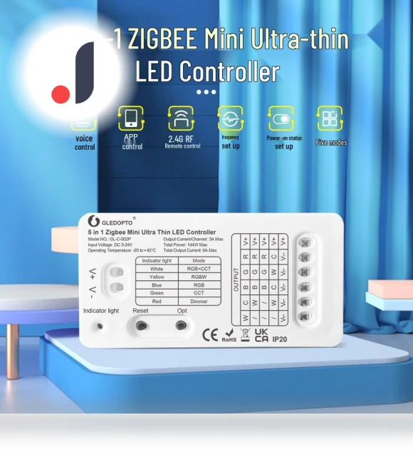Ultra-Thin Mini 5-in-1 LED Controller — LED, GLEDOPTO