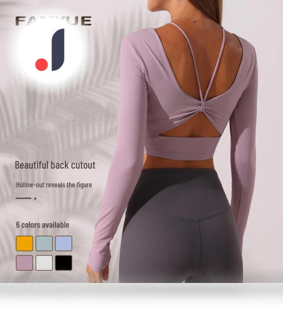 Women's Autumn Long Sleeve Yoga Top with Built-In Bra — Sports Bras, BigSopping