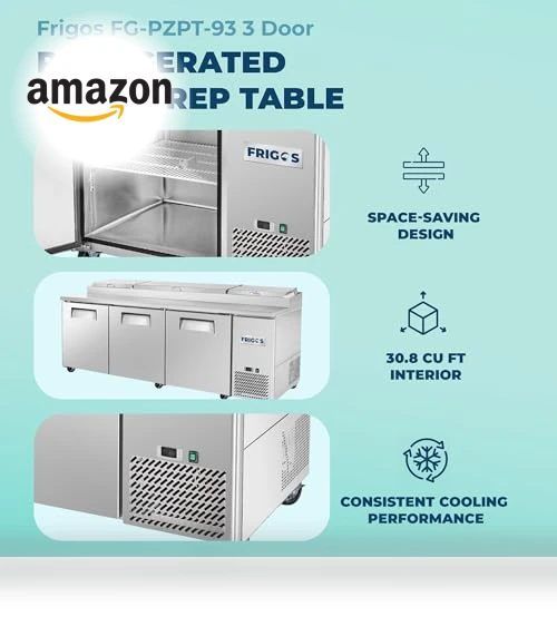 3 Door Refrigerated Pizza Prep Table — Drink Coolers, Frigos