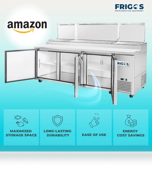 3 Door Refrigerated Pizza Prep Table — Drink Coolers, Frigos