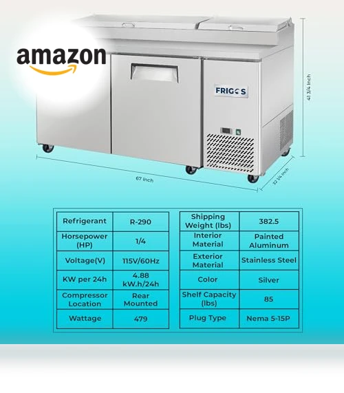 3 Door Refrigerated Pizza Prep Table — Drink Coolers, Frigos