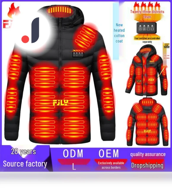 Adjustable Smart Heated Hooded Cotton Jacket — Fleece, BigSopping