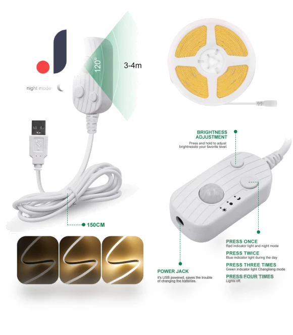 PIR Motion Sensor COB LED Strip Lights — LED Strips, SaiMili Light