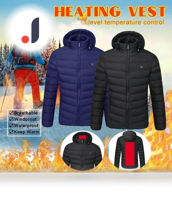 Winter Smart USB-Padded Cotton Jacket with Electric Heating — Fleece, mianduijifengba