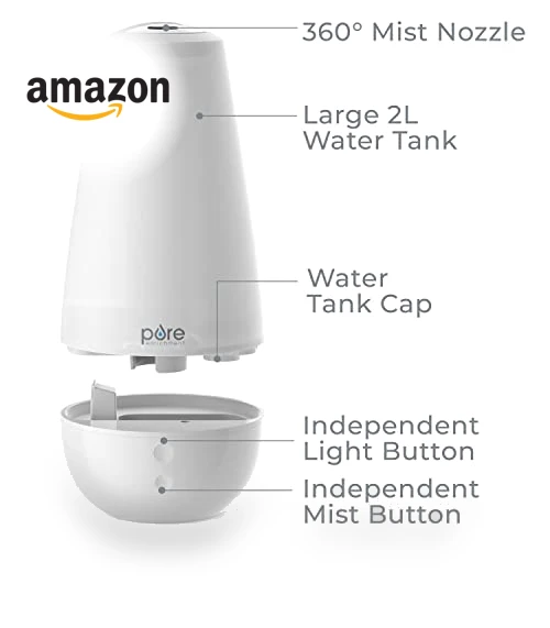 3-in-1 Cool Mist Humidifier, Essential Oil Diffuser & Mood Light — Air Moisturizers, Pure Enrichment