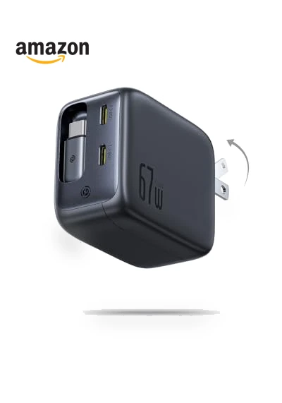3 in 1 Fast Charging Block with Retractable Cable & Foldable Plug — Chargers, Baseus