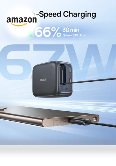 3 in 1 Fast Charging Block with Retractable Cable & Foldable Plug — Chargers, Baseus