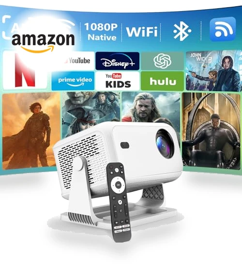4K Smart Projector with WiFi and Bluetooth — Home Theater Projectors, NRKDUBQ